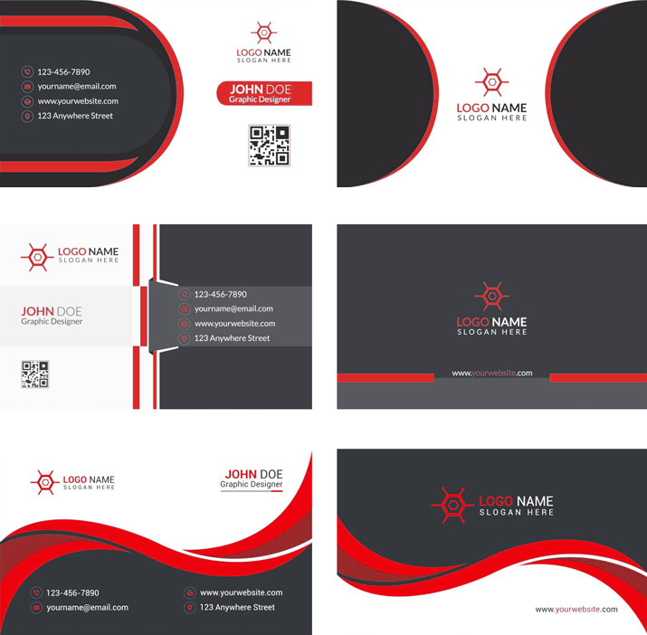 different business card designs