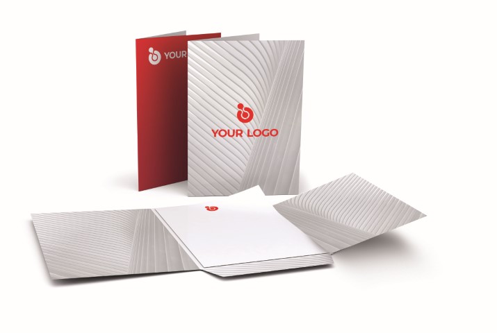 red and white cards with logos