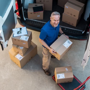 Worker delivering packages