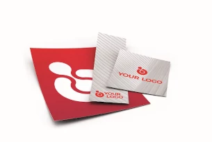 Business card with logos