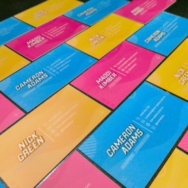 Variety of colorful business cards
